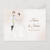 白い美的結婚カップル ポストカード (正面)