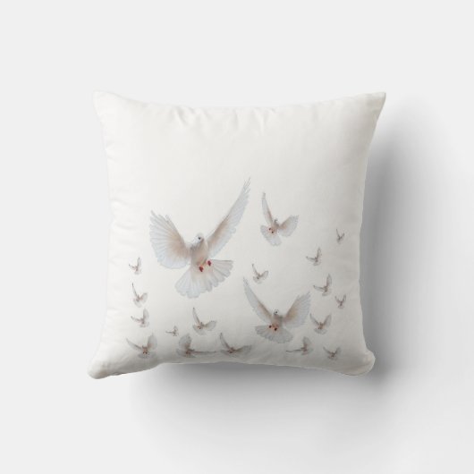 白い美術の白い平和 クッション (裏面)