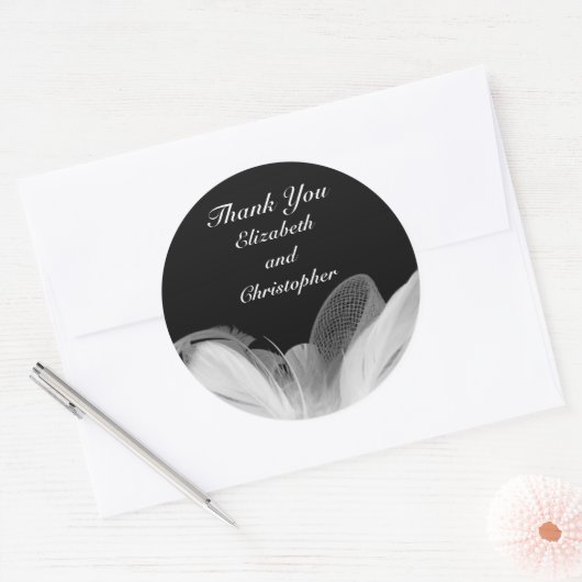 白い羽ありがとうステッカー ラウンドシール (封筒)