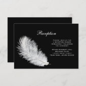 白い羽の黒の披露宴カード エンクロージャーカード (正面/裏面)