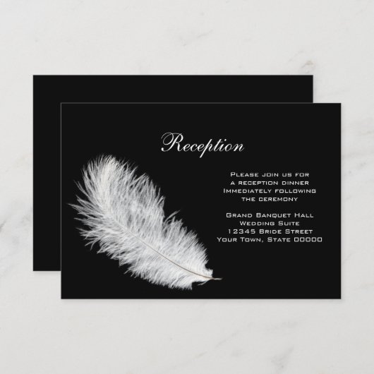 白い羽の黒の披露宴カード エンクロージャーカード (正面/裏面)