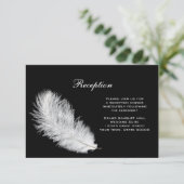 白い羽の黒の披露宴カード エンクロージャーカード (スタンド正面)