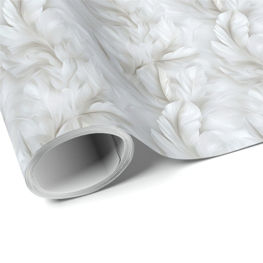 白い羽根模様のウェディング用 ラッピングペーパー (ロールコーナー)