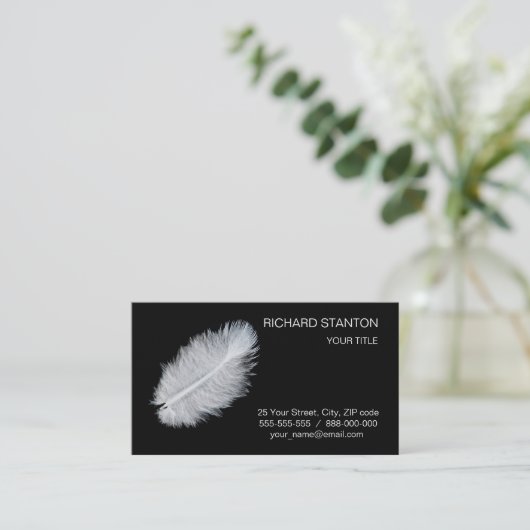 白い羽 名刺 (スタンド正面)