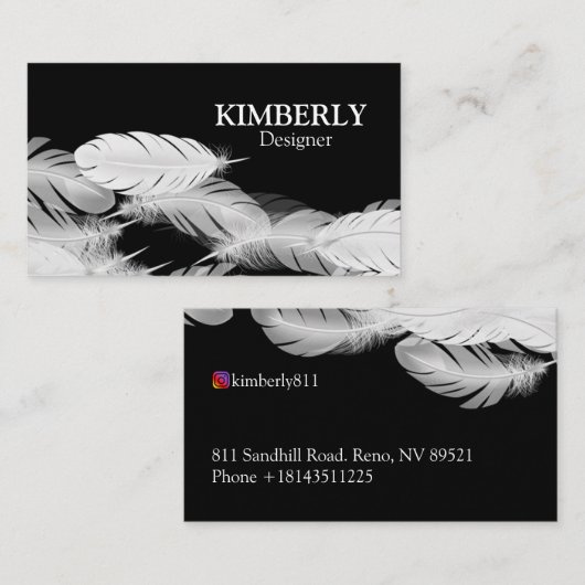 白い羽 名刺 (正面/裏面)