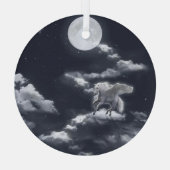 白い翼の馬：月に照らされた空。 ガラスオーナメント (裏面)