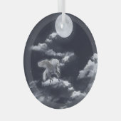 白い翼の馬：月に照らされた空。 ガラスオーナメント (正面右)