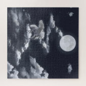 白い翼の馬：月に照らされた空。 ジグソーパズル (横)