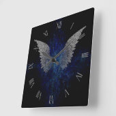 白い翼 スクエア壁時計 (傾斜)