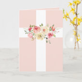 白い聖なる十字架と花束 カード (黄色い花)