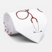 白い聴診器でネクタイを結ぶ医師 ネクタイ (ロール)