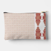 白い背中のベージュと白いパターン アクセサリーポーチ (裏面)