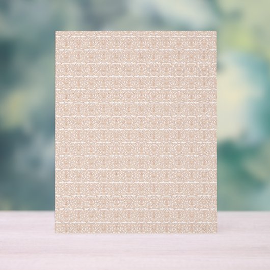 白い背中のベージュと白いパターン アクリルサイン (ニュートラル)