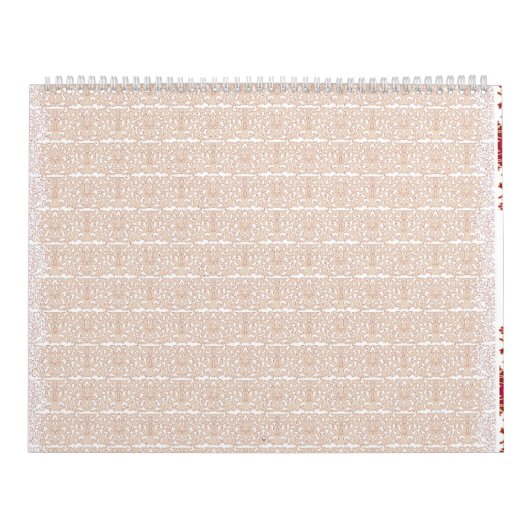 白い背中のベージュと白いパターン カレンダー (カバー)