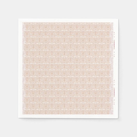 白い背中のベージュと白いパターン スタンダードカクテルナプキン (正面)