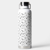 白い背中の泡の黒と白の写真 ウォーターボトル (背面)