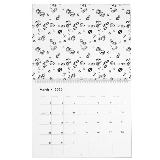 白い背中の泡の黒と白の写真 カレンダー (3月 2026)