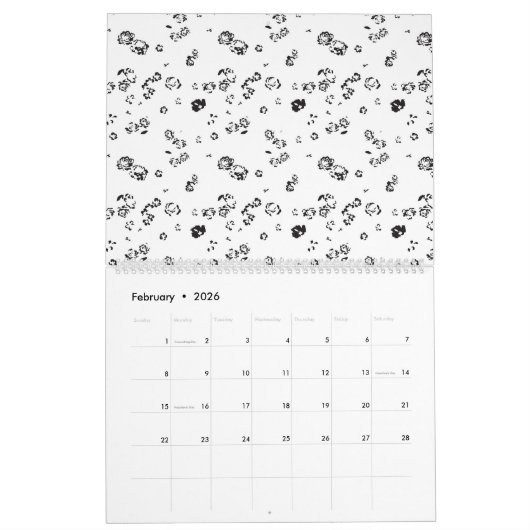 白い背中の泡の黒と白の写真 カレンダー (2月 2026)