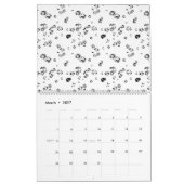 白い背中の泡の黒と白の写真 カレンダー (3月 2027)