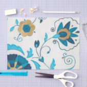 白い背景が付いている金めっきされたインディゴの花 薄葉紙 (クラフト)