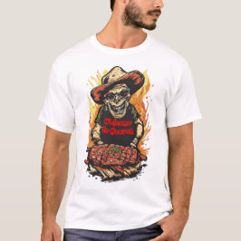 白い背景でリブを食べようとゾンビが招待 Tシャツ