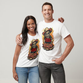 白い背景でリブを食べようとゾンビが招待 Tシャツ