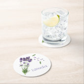 白い背景で隔離されるラベンダーの花 ラウンドペーパーコースター (インサイチュ)