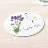 白い背景で隔離されるラベンダーの花 ラウンドペーパーコースター (アングル)
