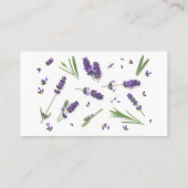 白い背景で隔離されるラベンダーの花 名刺 (裏面)