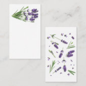白い背景で隔離されるラベンダーの花 名刺 (正面/裏面)
