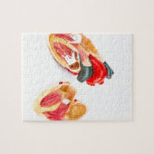 白い背景で隔離される人間のハートモデル ジグソーパズル (横)