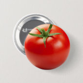 白い背景で隔離される新しく赤いトマト 缶バッジ (正面&裏面)
