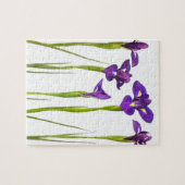 白い背景で隔離される紫色のアイリス ジグソーパズル (横)