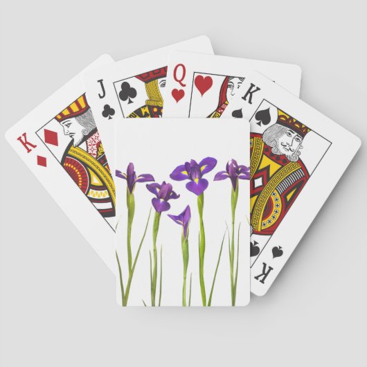 白い背景で隔離される紫色のアイリス トランプ (裏面)