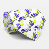 白い背景で青緑円 ネクタイ (ロール)