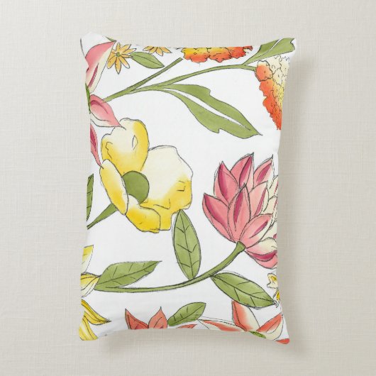 白い背景との花の庭のデザイン アクセントクッション (裏面(縦))