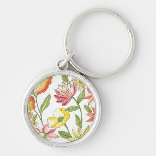 白い背景との花の庭のデザイン キーホルダー