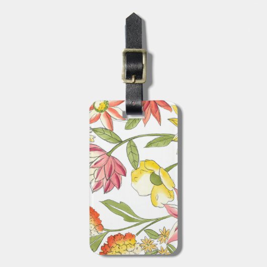 白い背景との花の庭のデザイン ラゲッジタグ (正面縦)