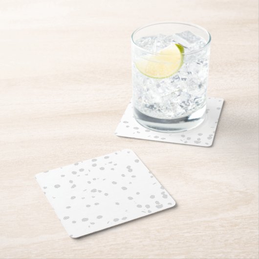 白い背景にたくさんの小さな点がある スクエアペーパーコースター (インサイチュ)