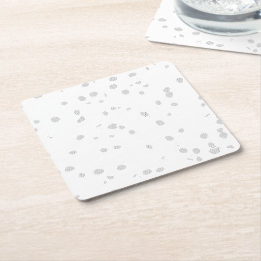 白い背景にたくさんの小さな点がある スクエアペーパーコースター (アングル)