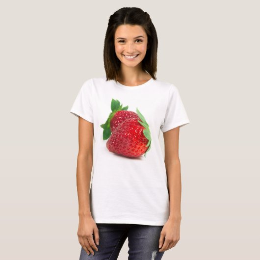 白い背景にイチゴ Tシャツ (正面フル)