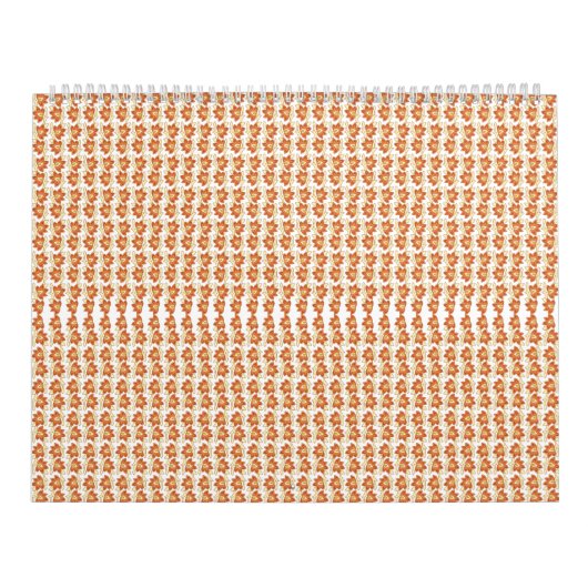 白い背景にオレンジと白の模様 カレンダー (カバー)