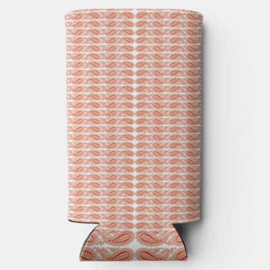 白い背景にオレンジと白の模様 スリム缶クーラー (裏面)