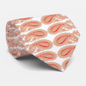 白い背景にオレンジと白の模様 ネクタイ (ロール)