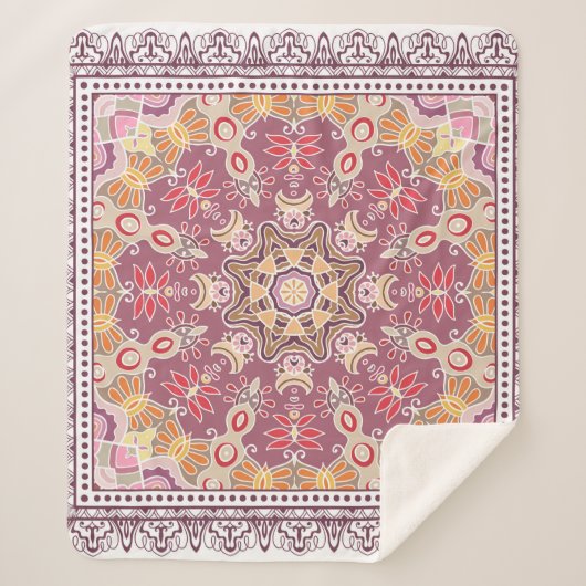 白い背景にカラフルオーナメントを装飾  シェルパブランケット (正面)