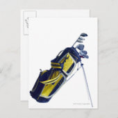 白い背景にクラブを持つゴルフバッグ ポストカード (正面/裏面)