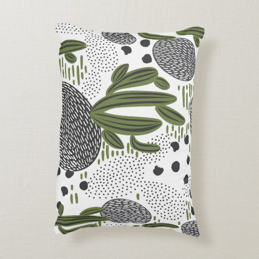 白い背景にサボテンが付いたシームレスパターン。 アクセントクッション (裏面(縦))