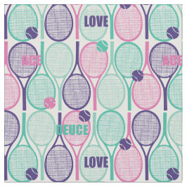 白い背景にテニスラケット ファブリック