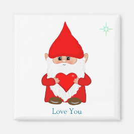 白い背景にハートのキュートな魔法のノーム マグネット