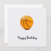 白い背景にバスケットボールのハッピーバースデーカード (正面/裏面)